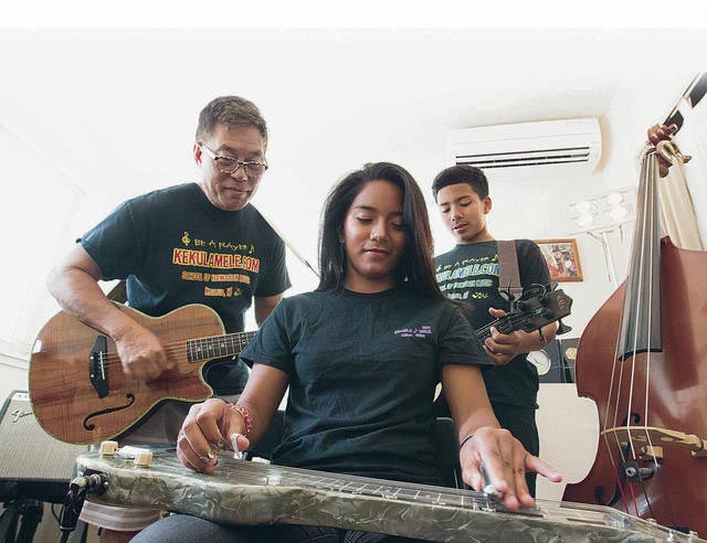 Malie Lyman with Alan Akaka and Iosepa Lyman