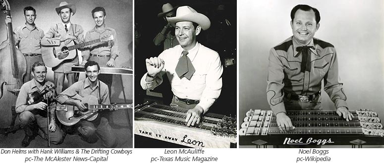 Don Helms, Leon McAuliffe, and Noel Boggs